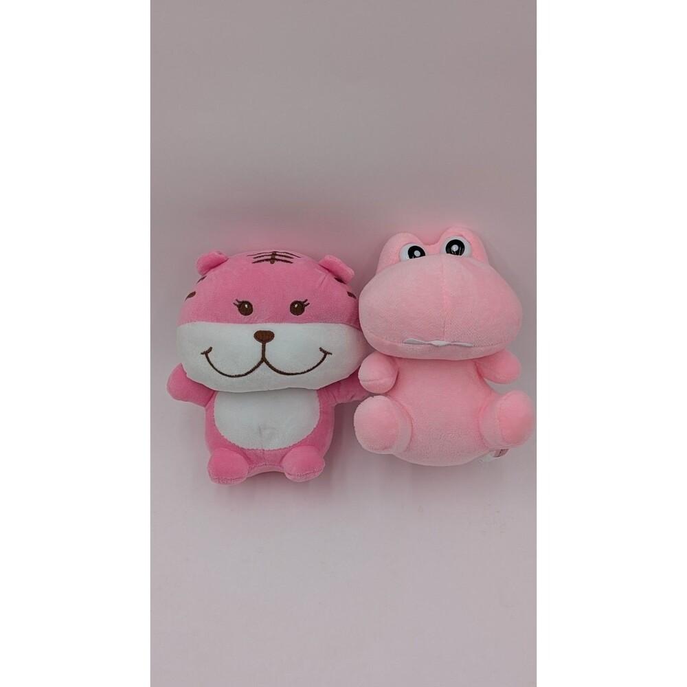Pink Cute Adorable Tiger And Dinosaur Bundle Coast To Coast Plushies Soft Toy